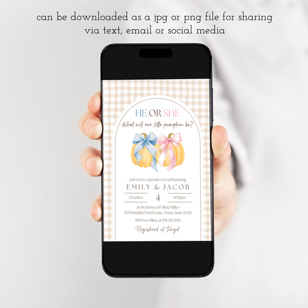 Pumpkin Baby Shower Invitations | Pumpkin Gender Reveal | Ollie + Hank