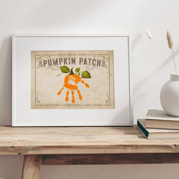 Pumpkin Patch Sign Printable | Fall Handprint Crafts | Ollie + Hank