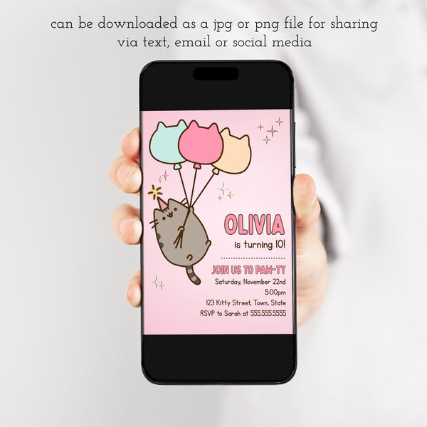 Pusheen Birthday Invitation | Pusheen Birthday Party | Ollie + Hank