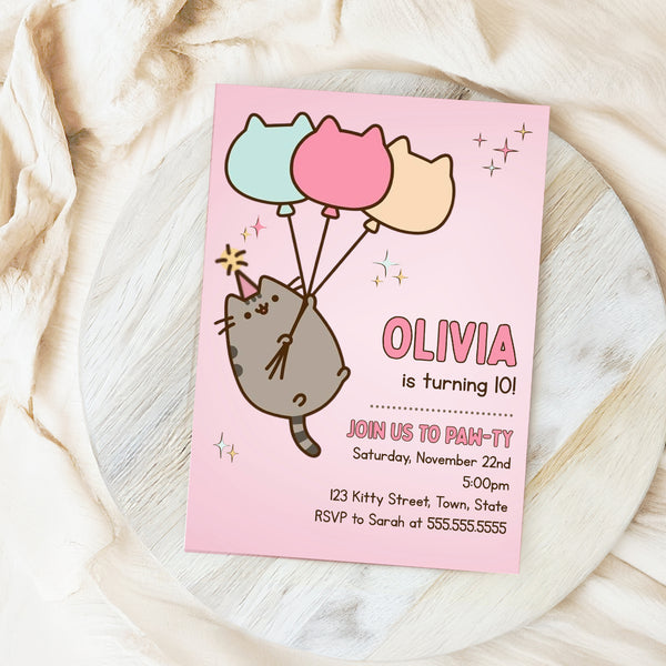 Pusheen Birthday Invitation | Pusheen Birthday Party | Ollie + Hank