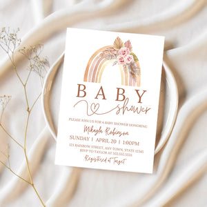 Rainbow Baby Shower Invitation | Boho Baby Shower Invitation | Ollie + Hank