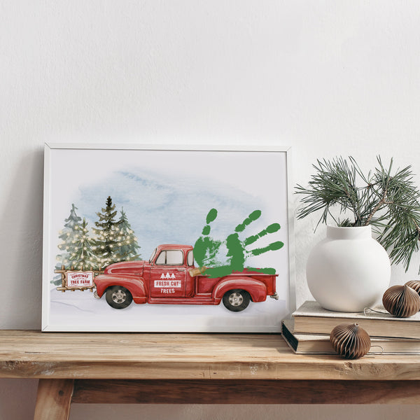 Christmas Handprint Art | Little Red Christmas Truck | Ollie + Hank
