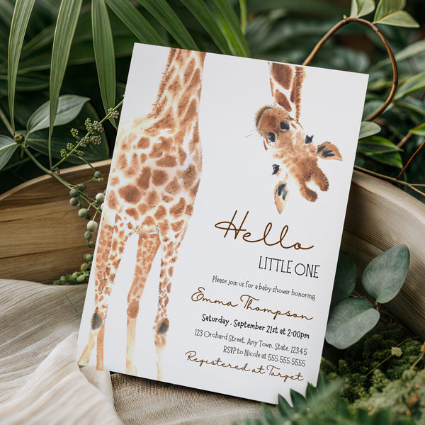 Baby Shower Invitation Giraffe | Safari Baby Shower | Ollie + Hank