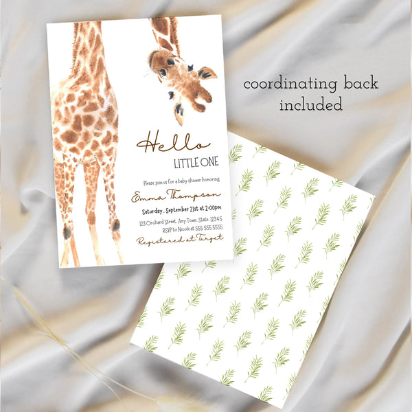 Baby Shower Invitation Giraffe | Safari Baby Shower | Ollie + Hank