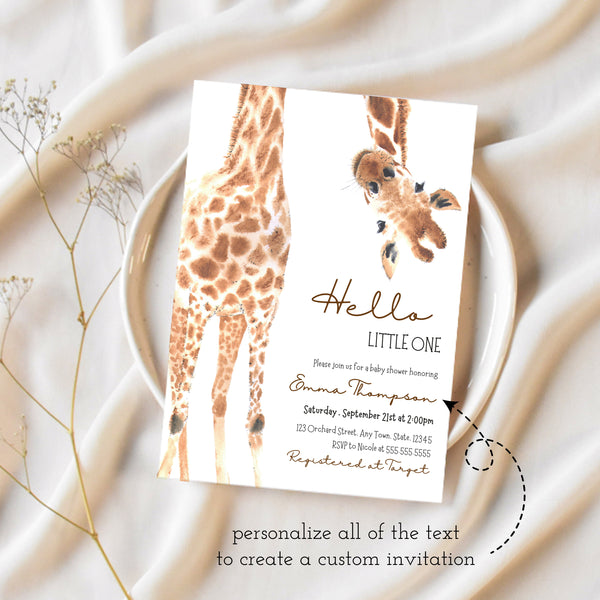 Baby Shower Invitation Giraffe | Safari Baby Shower | Ollie + Hank