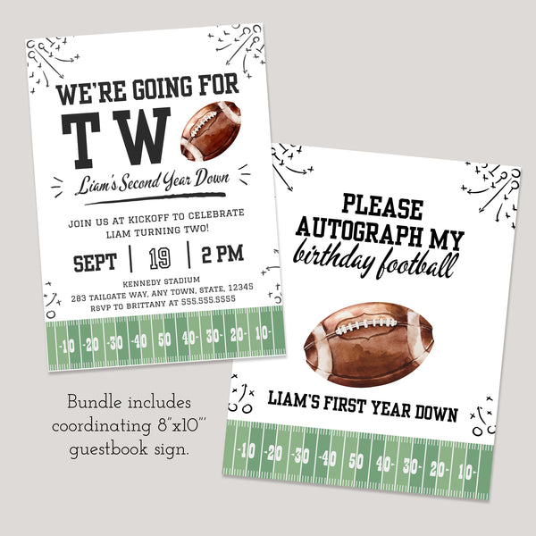 Football Birthday Party | Second Birthday Invitation | Ollie + Hank