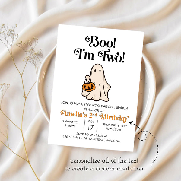 Halloween Birthday Party | Second Birthday Invitation | Ollie + Hank