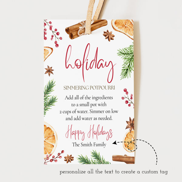 Holiday Simmer Pot | Simmer Pot Gift Tag | Ollie + Hank