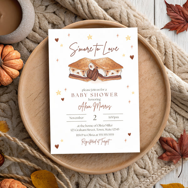 Fall Baby Shower Invitations | S'more To Love | Ollie + Hank