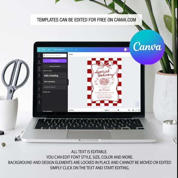 Pizza Baby Shower Invitation | Special Delivery Baby Shower | Ollie + Hank