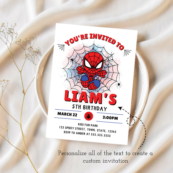 Spiderman Invitation | Spiderman Birthday Invitation | Ollie + Hank