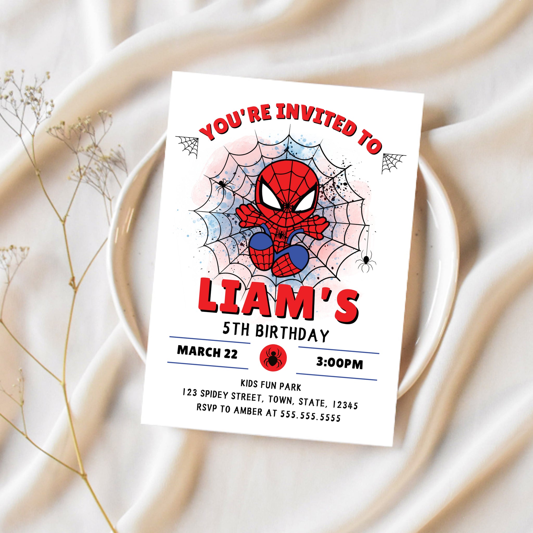 Spiderman Invitation | Spiderman Birthday Invitation | Ollie + Hank