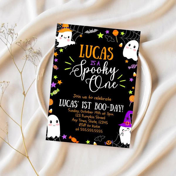 Spooky One First Birthday | Halloween Birthday Invitation | Ollie + Hank