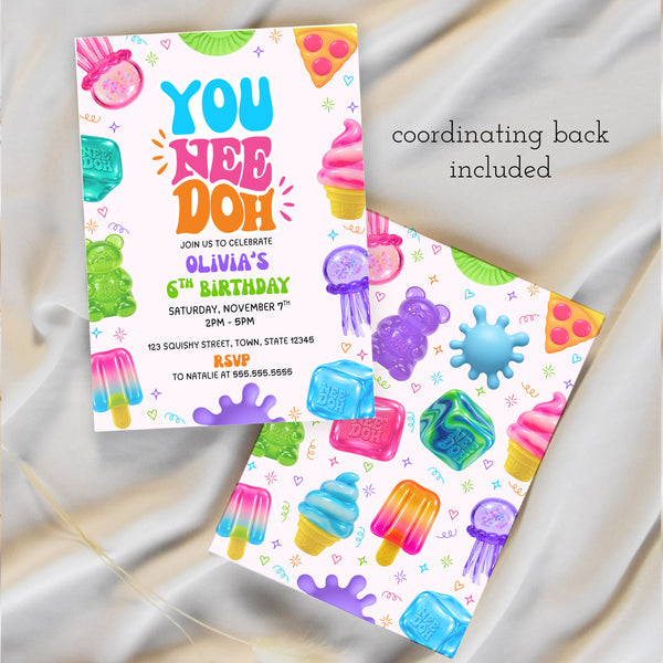 Needoh Birthday Invitation | Squishy Birthday Party | Ollie + Hank