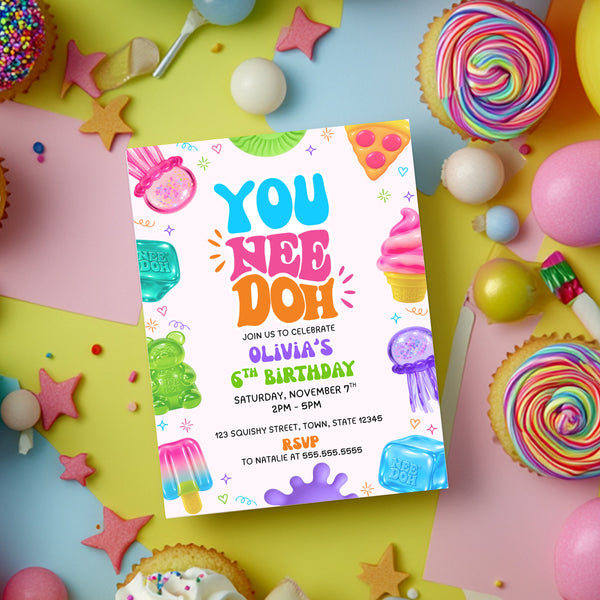 Needoh Birthday Invitation | Squishy Birthday Party | Ollie + Hank