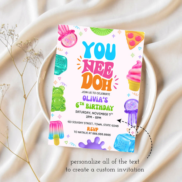 Needoh Birthday Invitation | Squishy Birthday Party | Ollie + Hank