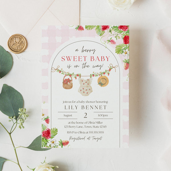 Berry Sweet Baby Shower Invitations | Strawberry Baby Shower | Ollie + Hank