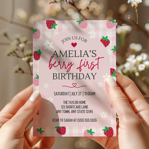 Berry First Birthday Invitation | Strawberry First Birthday | Ollie + Hank
