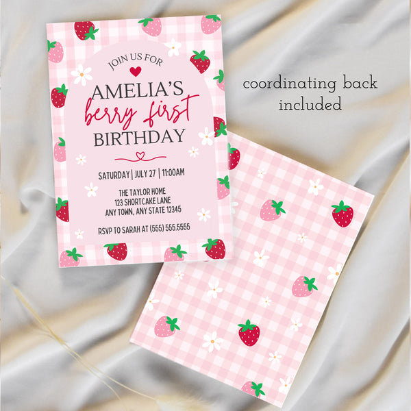 Berry First Birthday Invitations | Strawberry First Birthday | Ollie + Hank