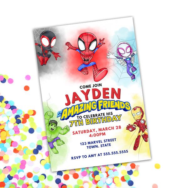 Spidey And His Amazing Friends Birthday Invitations | Superhero Birthday Party