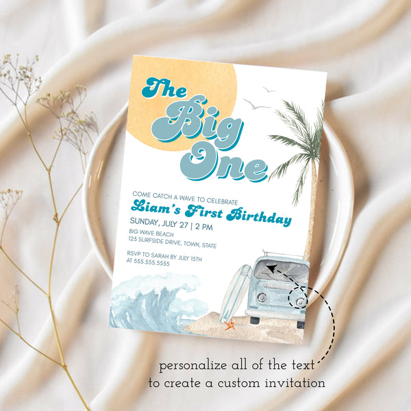 The Big One Birthday Theme | Surfing Birthday Invitation | Ollie + Hank
