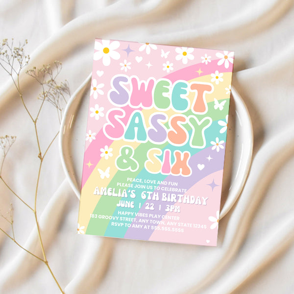 Sweet Sassy And Six | 6th Birthday Invitation | Ollie + Hank