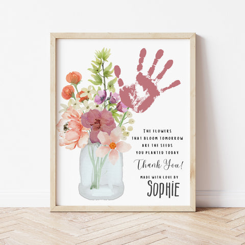 Teacher Appreciation Craft | Flower Handprint Art | Ollie + Hank