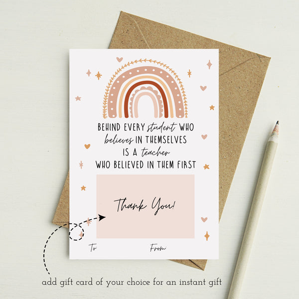 Teacher Appreciation Card Printable | Thank You For Believing In Me