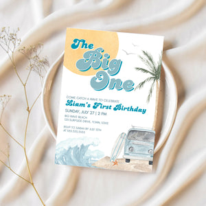 The Big One Birthday Theme | Surfing Birthday Invitation | Ollie + Hank