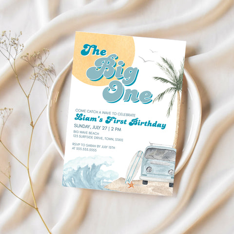 The Big One Birthday Theme | Surfing Birthday Invitation | Ollie + Hank