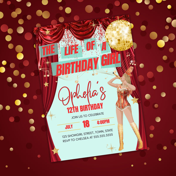 Taylor Swift Birthday Invite | The Life Of A Showgirl | Ollie + Hank