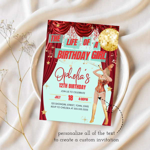Taylor Swift Birthday Invite | The Life Of A Showgirl | Ollie + Hank
