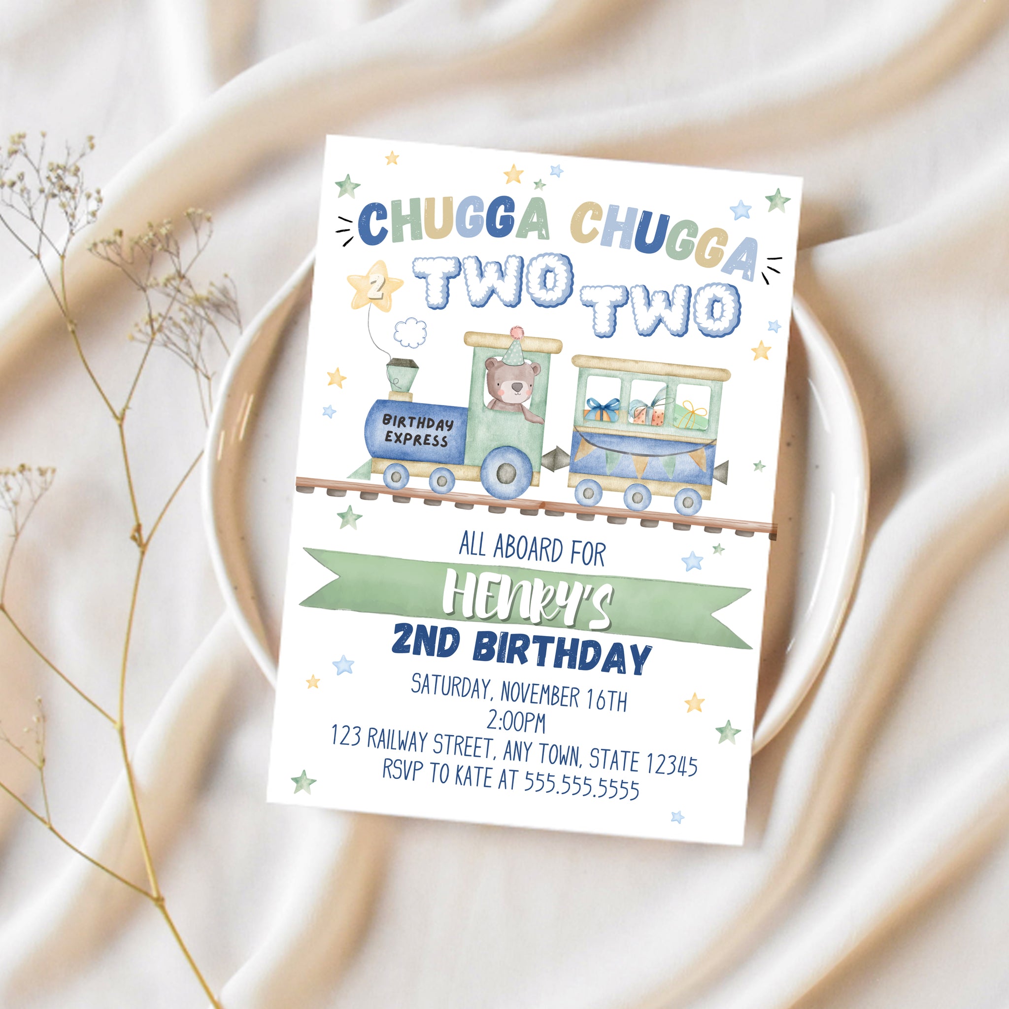 Train Birthday Invitation | Chugga Chugga Two Two Invitation | Ollie + Hank