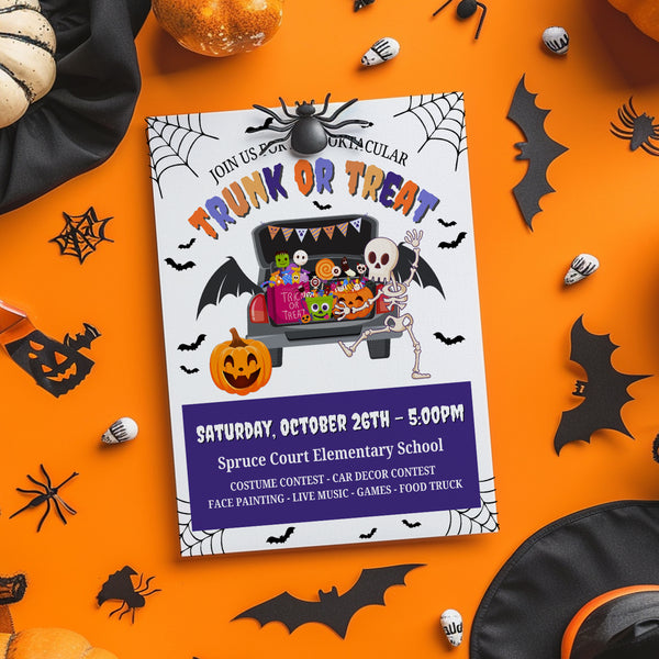 Trunk Or Treat Flyer | Trunk Or Treat Flyer Template | Ollie + Hank