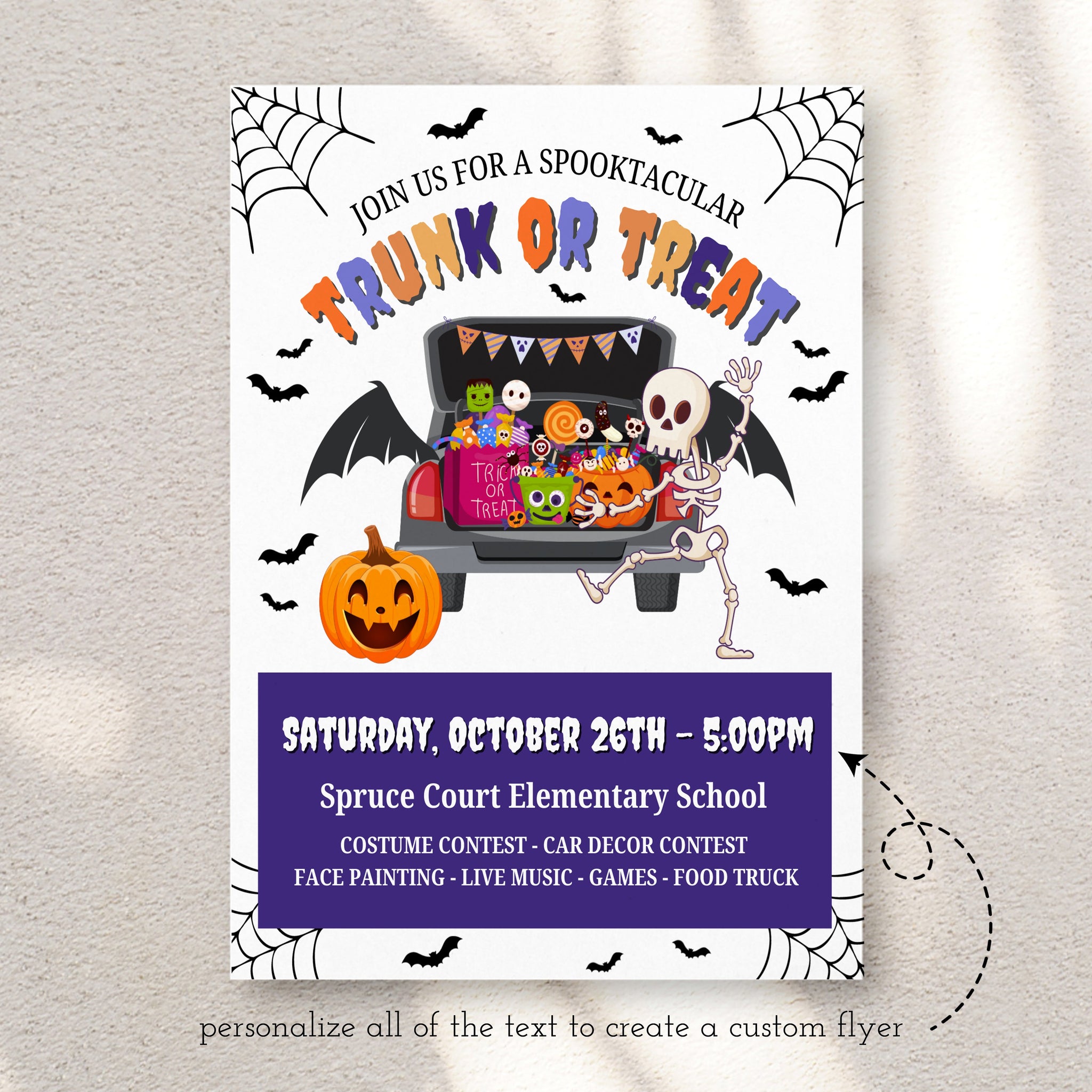 Trunk Or Treat Flyer Template | Ollie + Hank, image size:2048x2048