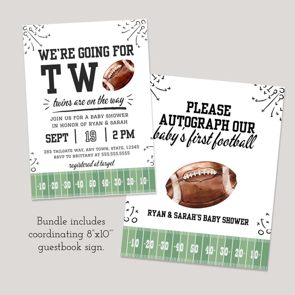 Football Baby Shower Invitations | Twin Baby Shower Invitations | Ollie + Hank