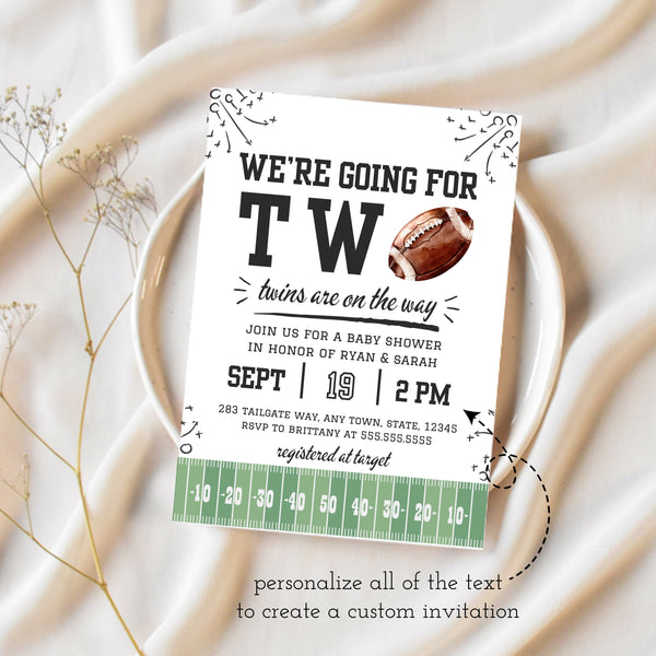 Football Baby Shower Invitations | Twin Baby Shower Invitations | Ollie + Hank