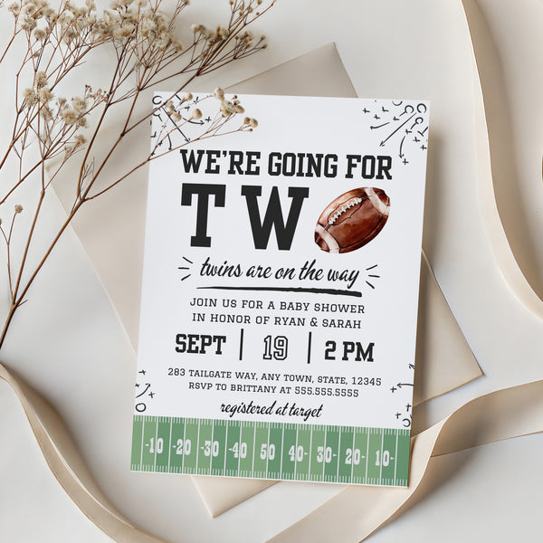 Football Baby Shower Invitations | Twin Baby Shower Invitations | Ollie + Hank
