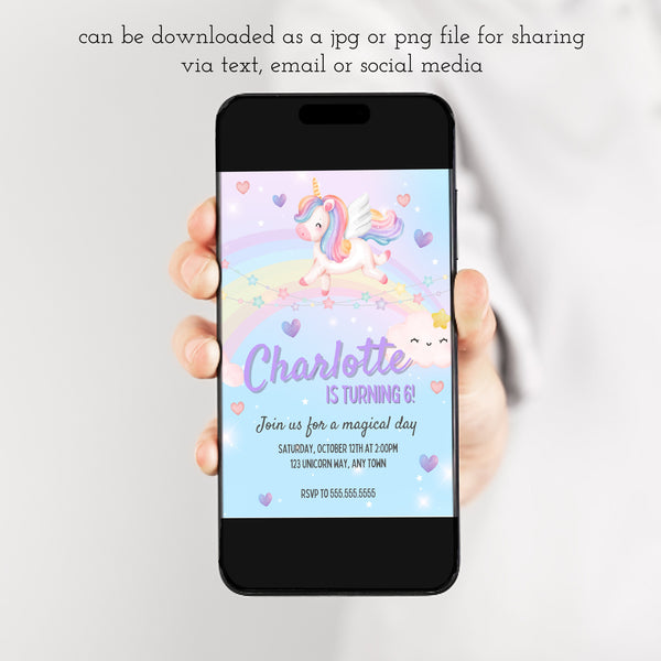 Unicorn Birthday Invitation Template | Unicorn Birthday Party Invitation | Ollie + Hank