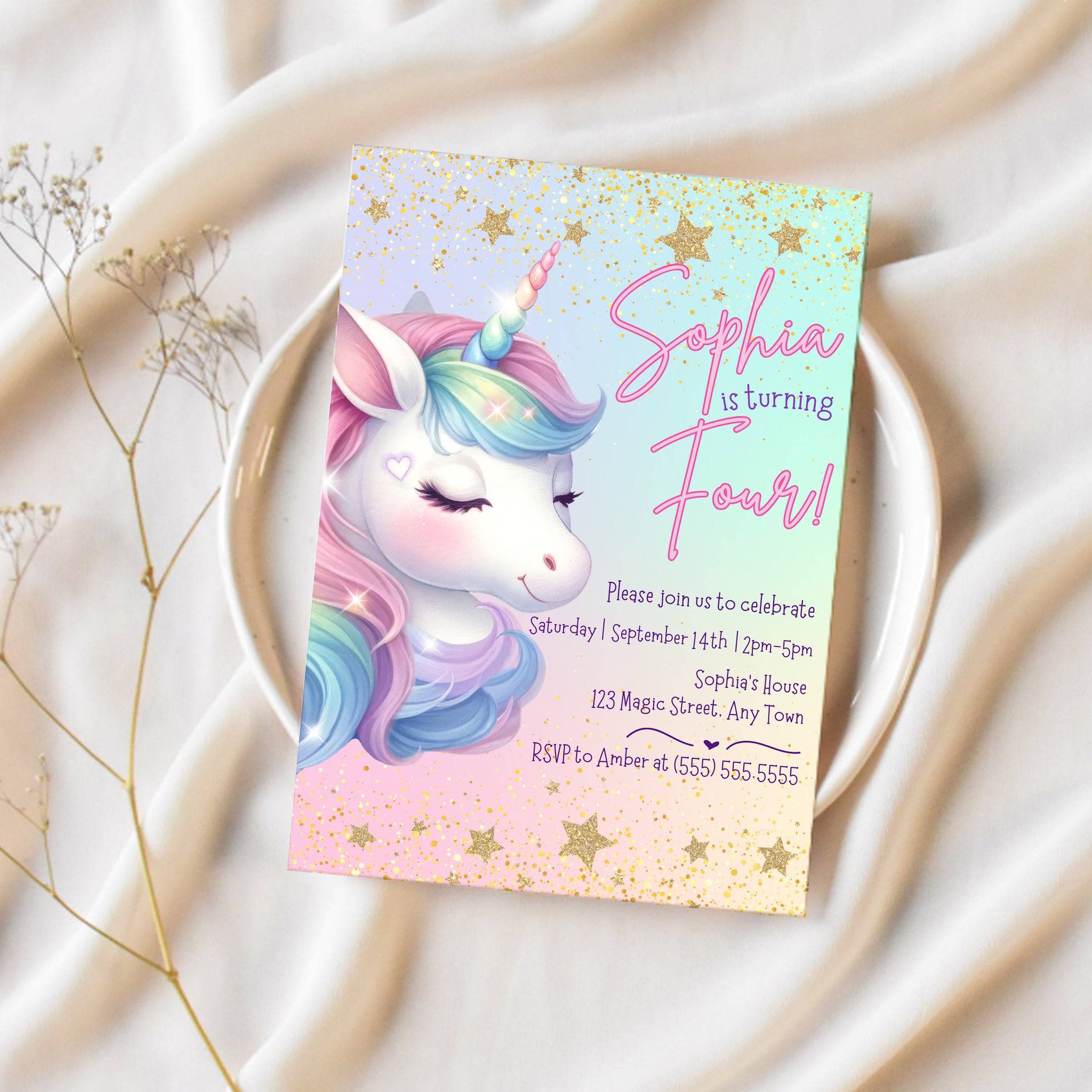 Unicorn Invitation Template | Unicorn Birthday Invitation | Ollie + Hank