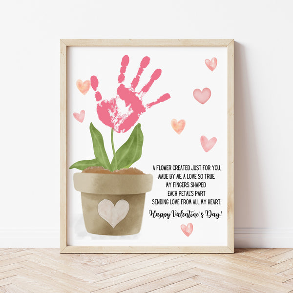 Valentine Handprint Poem | Flower Handprint Craft | Ollie + Hank