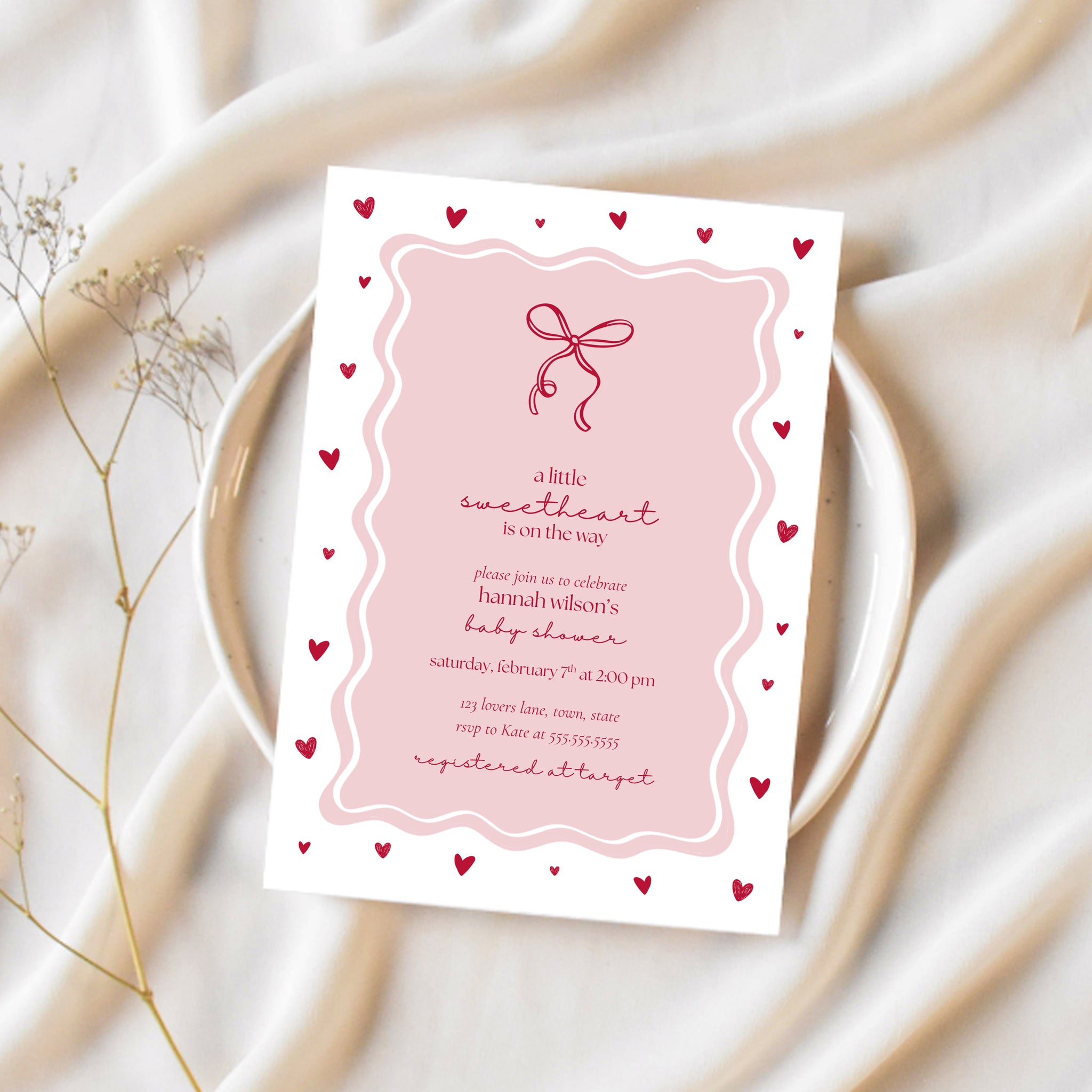 Valentines Baby Shower | A Little Sweetheart Is On The Way Invitation | Ollie + Hank