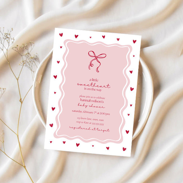 Valentines Baby Shower | A Little Sweetheart Is On The Way Invitation | Ollie + Hank