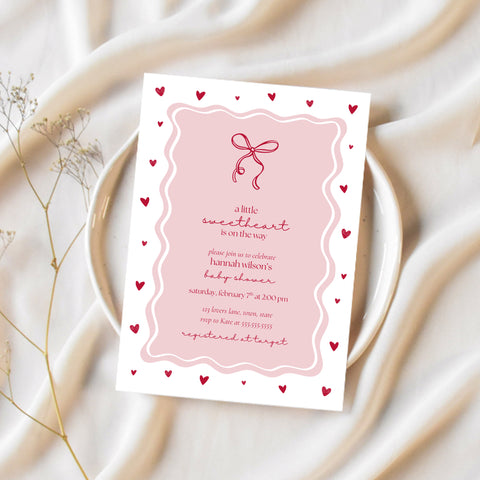 Valentines Baby Shower | A Little Sweetheart Is On The Way Invitation | Ollie + Hank