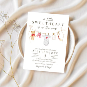 Valentines Baby Shower Invitations | A Little Sweetheart Is On The Way | Ollie + Hank