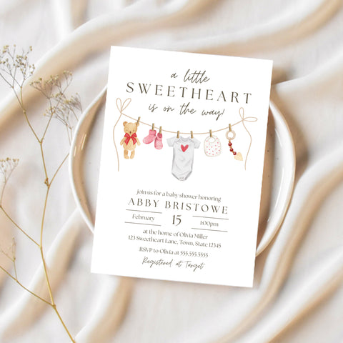 Valentines Baby Shower Invitations | A Little Sweetheart Is On The Way | Ollie + Hank