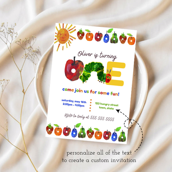 Hungry Caterpillar Invitation | Very Hungry Caterpillar Birthday | Ollie  Hank
