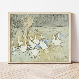 Vintage Art For Nursery | Abstract Duck Painting | Ollie + Hank