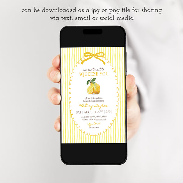 Lemon Baby Shower | We Can't Wait To Squeeze You Invitation | Ollie + Hank