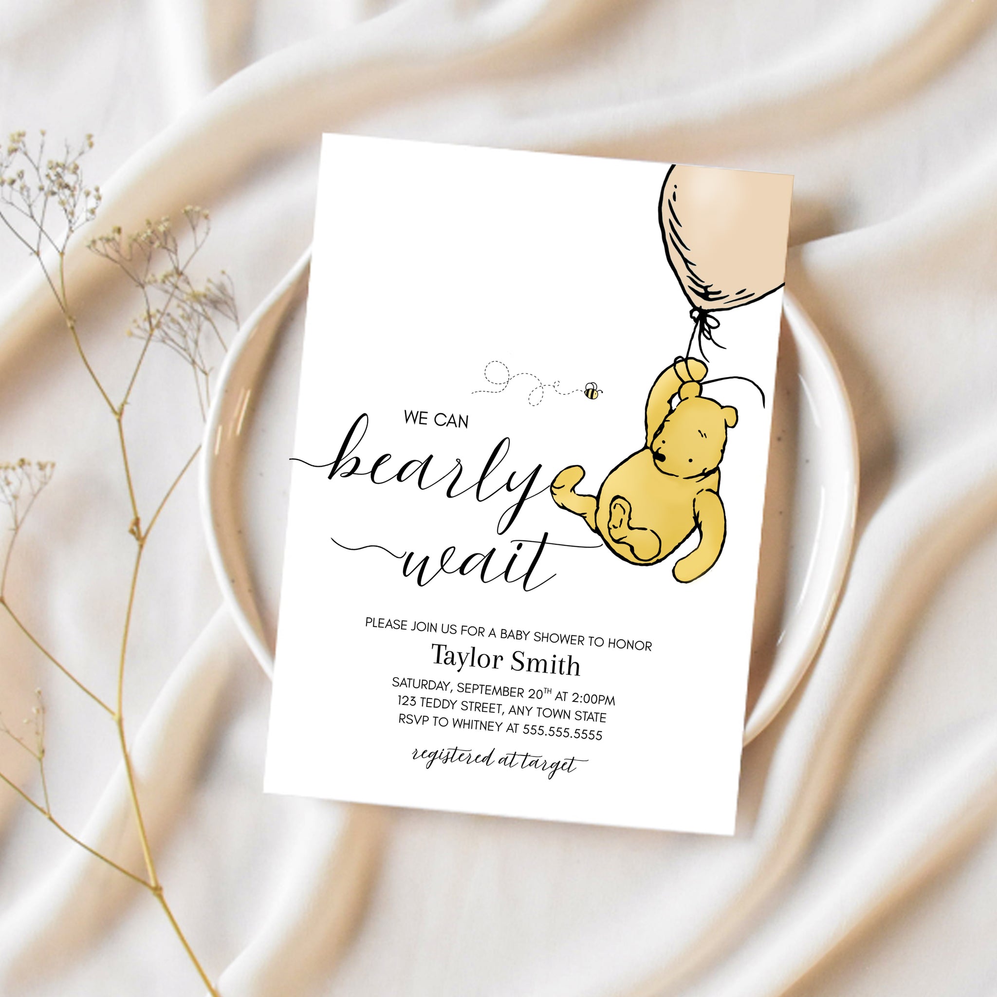 We Can Bearly Wait | Winnie The Pooh Baby Shower Invitations | Ollie + Hank